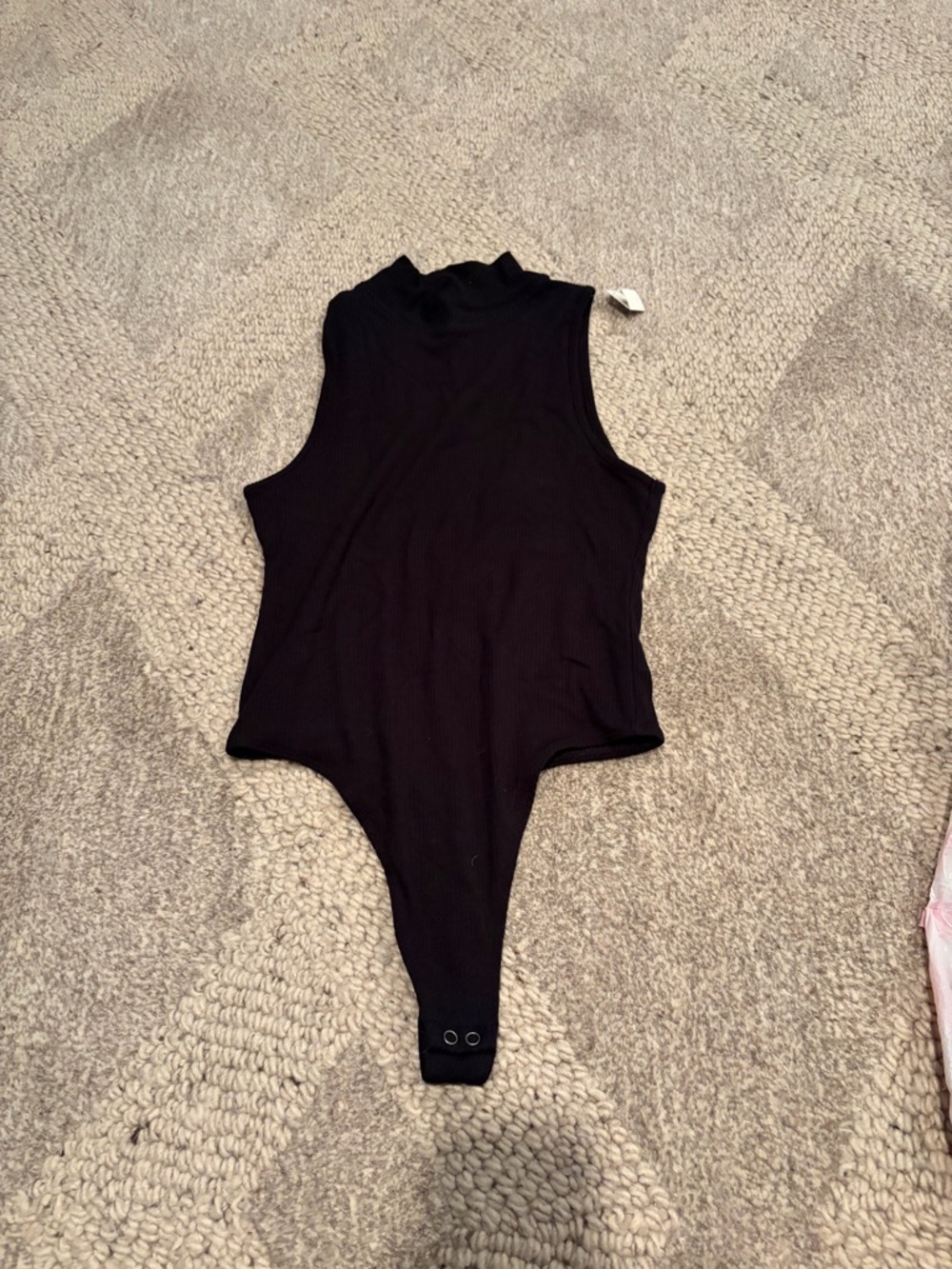 aerie Black Sleeveless Mock Neck Ribbed Bodysuit